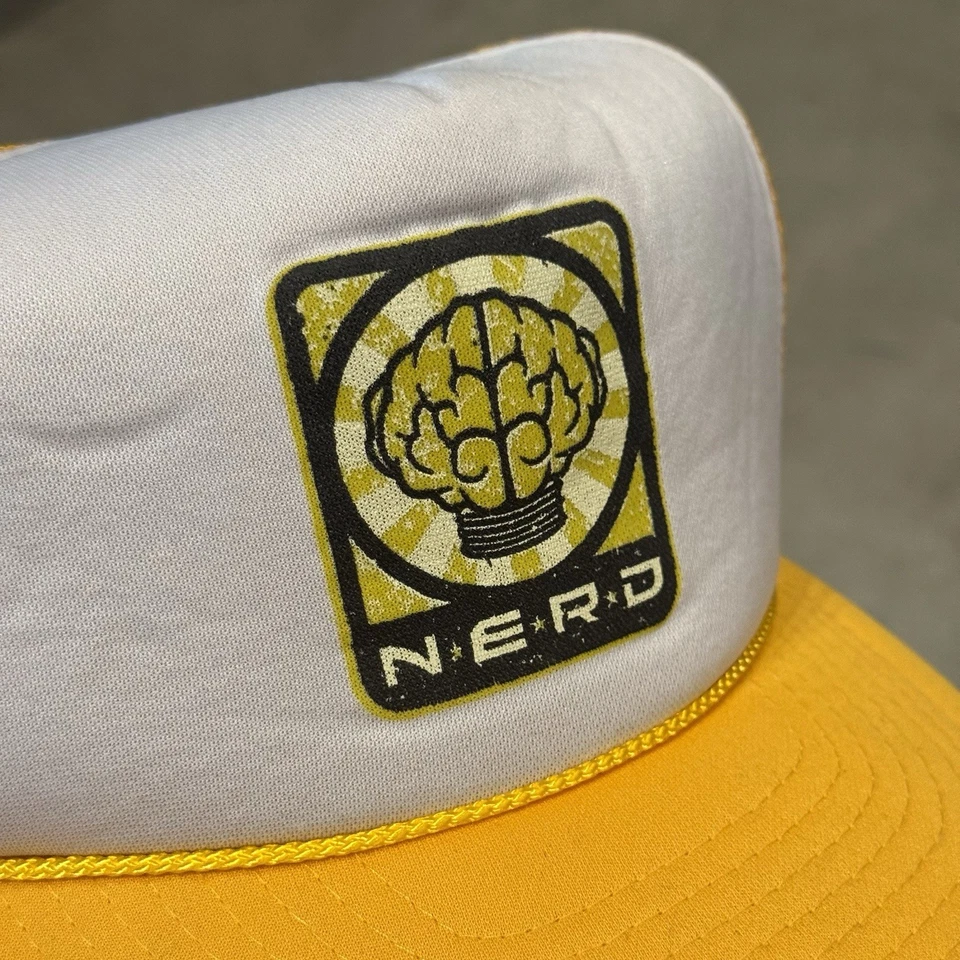 N.E.R.D 2001 Yellow Trucker Cap Snapback Hat Pharrell Williams Rap hip hop - Image 2 of 4