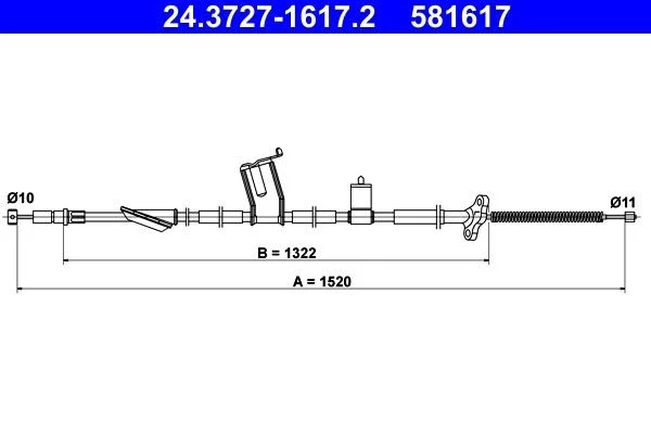 ATE Cable de Freno de Mano Trasero Izquierdo Apto para Honda Cr-V 24.3727-1617.2 - Imagen 3 de 3