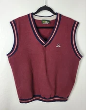 VTG Greenbrier Resort Hotel WV Maroon Embroidered Golf Sweater Vest Men's Sz L