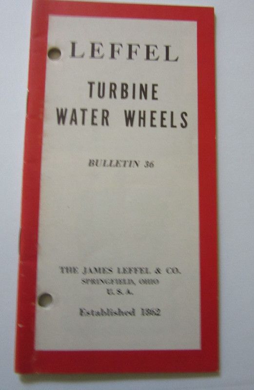 Vintage The James Leffel & Company Industrial Turbine Water Wheels Catalog