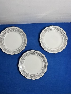 3 Piece 6'' Cathedral Bridal Rose Bread And Butter Plates  Bavaria West Germany
