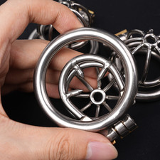 Metal Male Chastity Belt Device Super Small Cage with Tube Spiked Lock Ring BDSM