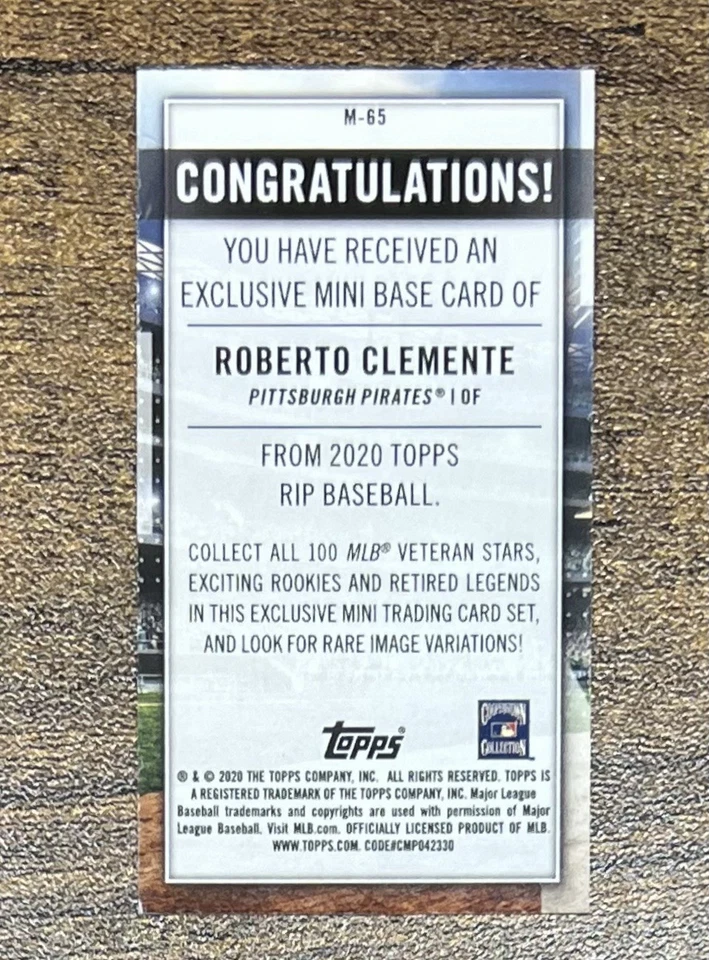 2020 Topps Rip Roberto Clemente Mini Green #12/15 Pirates #M-65 - READ - Image 2 of 2