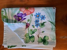 Wildflower Print Tablecloth Cotton 49x40 Inch Vibrant Color On White