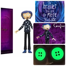 Super7 Coraline SuperSize Button Eyes Coraline Glow-in-the-Dark Figure