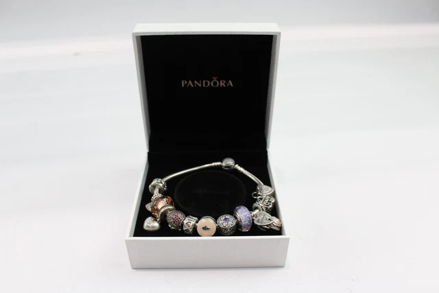 25 Pandora Sterling Silver Charm Bracelet w/ Charms Stone Set Birthday (48g)