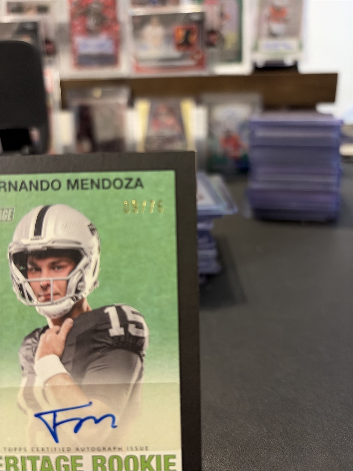 Fernando Mendoza 2026 Topps Heritage Rookie Auto /76 RC Black Border SP 🔥 view 3