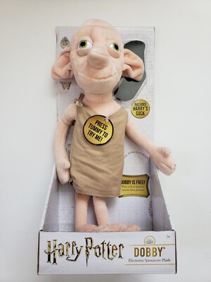 The Noble Collection Harry Potter Dobby Electronic Interactive Plush w/ Sock NEW