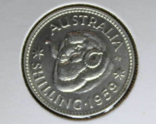1959 SILVER SHILLING PROOF PREDECIMAL COIN SUBDUED LUSTRE #BEJ41 - Picture 9 of 12