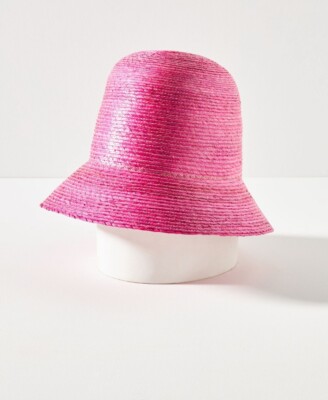 Anthropologie ASN Straw Hat High Crown Preppy Retro Vacation 