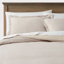 King Cotton Linen Chambray Duvet Cover & Sham Set Khaki - Threshold