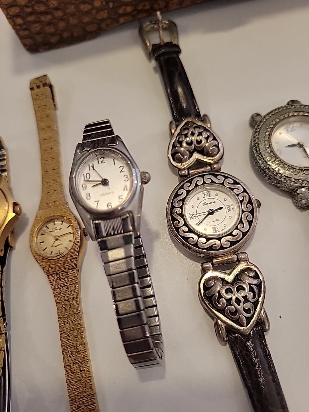 Eatate Find Small Alligator Jewelry Box With Lot Of 10 Vintage Ladies