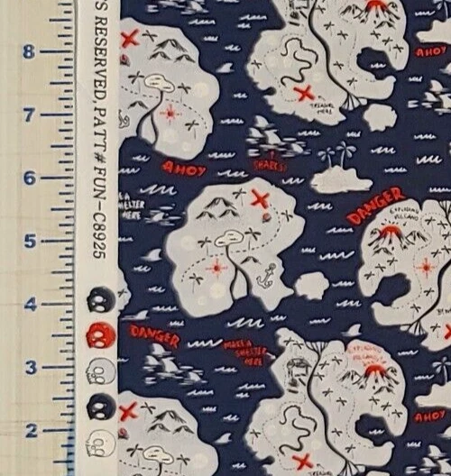 Treasure Island Pirates Fabric TIMELESS TREASURES Quilters Cotton HALF YARD - Image 2 of 3