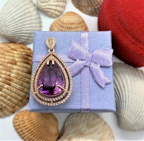 Certified Flawless 8Ct Nat Heated Tanzanite Pendant in 18k Gold Plated Sterling - Picture 2 of 12