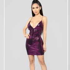Fashion Nova Magenta Purple Sequin Bodycon Dress