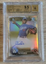 Yadier Alvarez 2016 1ST BOWMAN CHROME PROSPECT AUTO REFRACTOR /499 BGS 9.5/10