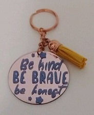 Customized 2 Circle Key Chain w/Yellow Tassel...