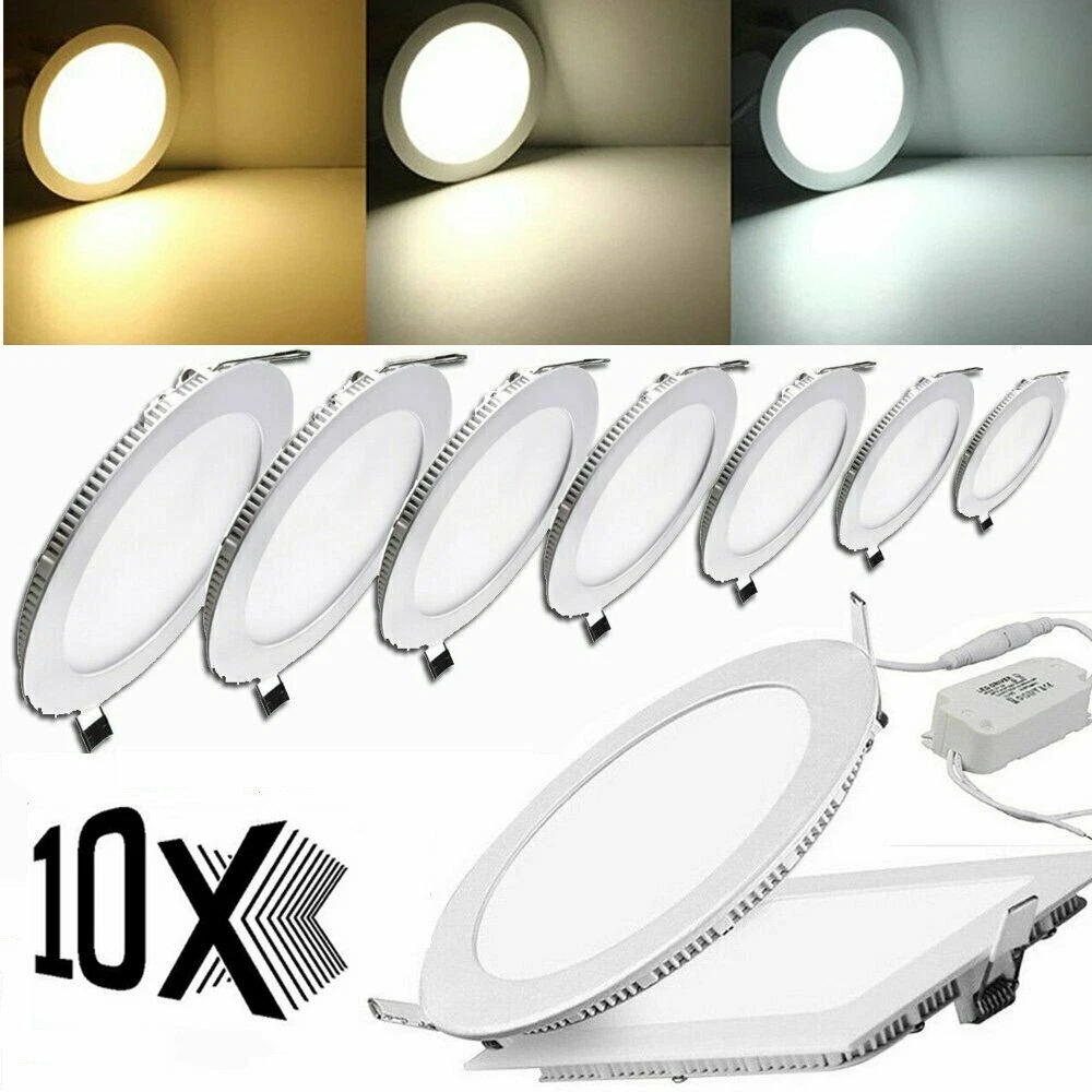 10x Ultra Slim Recessed LED Flat Panel Ceiling Spot Lights