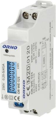 Orno Wechselstromzähler Stromzähler mit MID Zertifikat 1-phasig für Hutschiene 