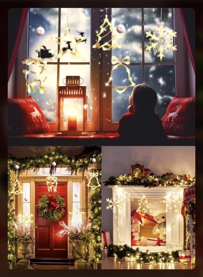 Светодиодные рождественские подвесные светильники на присоске для окна рождественская елка звезда 5 штук - Изображение 3 из 4