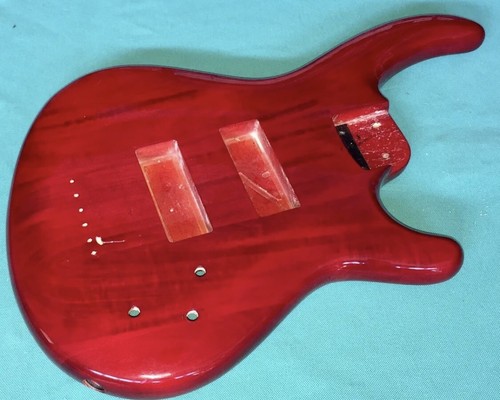 1997 Dean Edge 5 Bass Guitar Original Red Flame Top Body