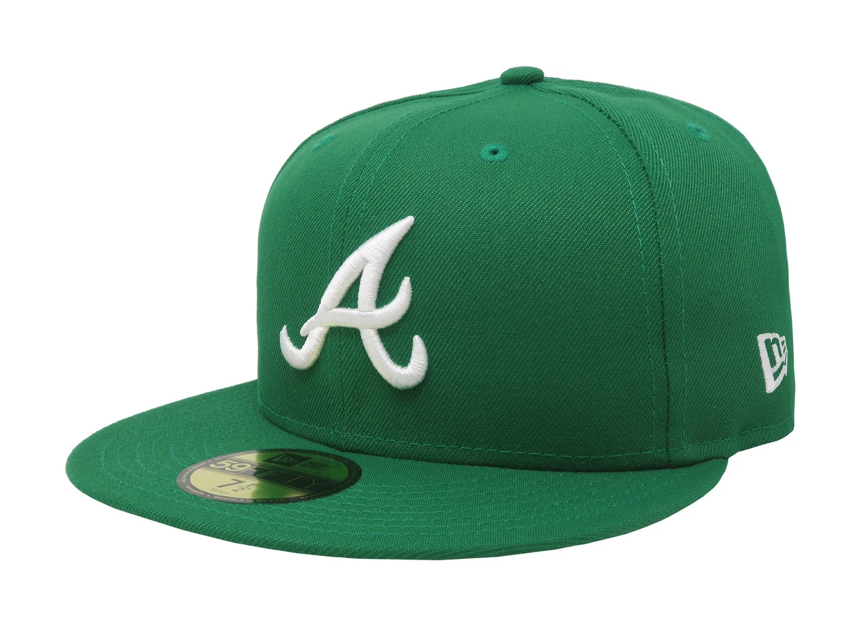 New Era 59Fifty Mens Cap MLB Atlanta Braves Kelly Green 5950 Big Size  Fitted Hat