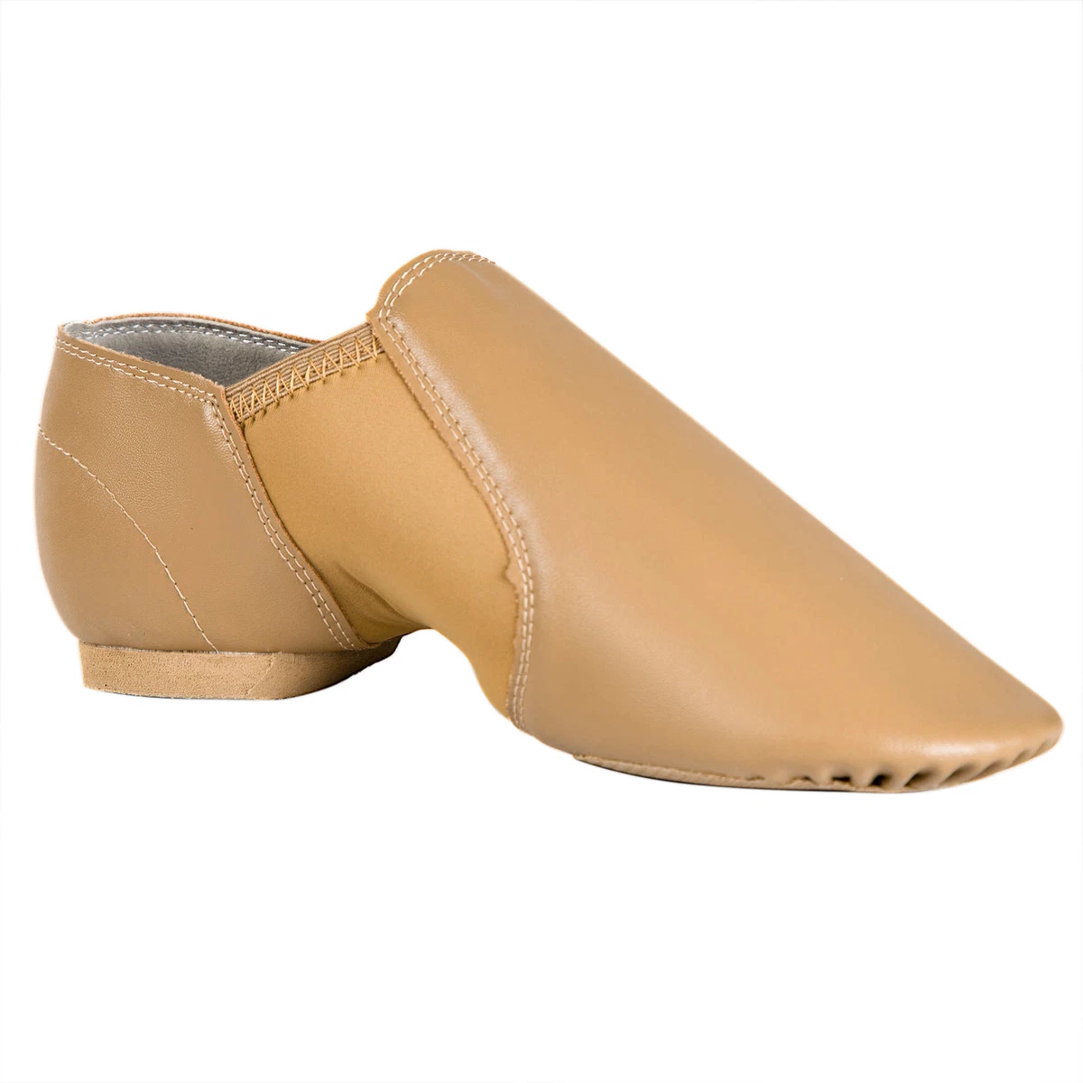 Dynadans Split Sole Tan Jazz Shoes with Elastic Dance Shoe for