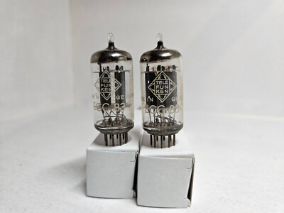 2 x Telefunken ECC83 matched Pair same Code smooth plates Diamond