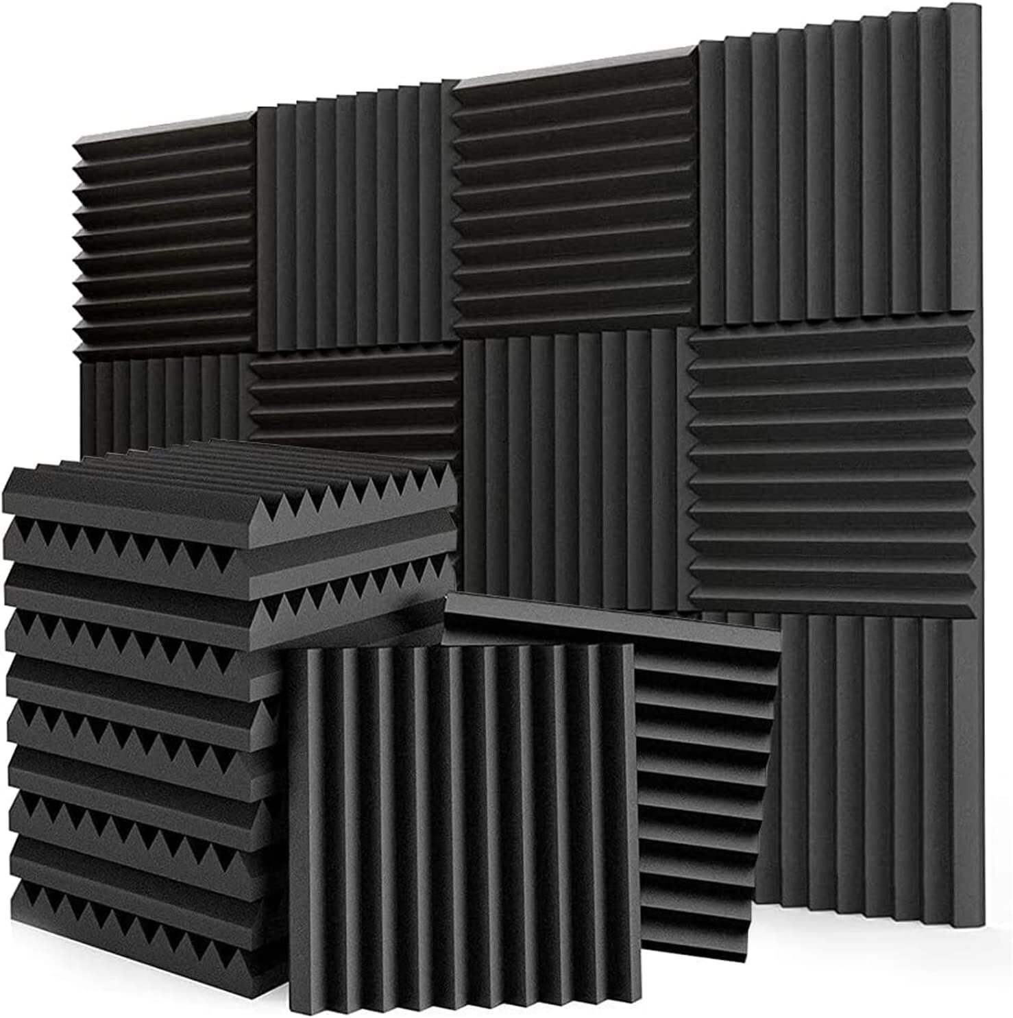 12~96 Acoustic Foam Panel Wedge Studio Soundproofing Sound Absorbing Wall Tiles