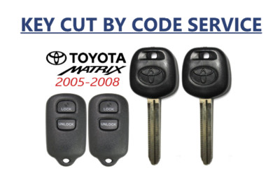CUT BY CODE + 2 Toyota MATRIX 05-08 44D DOT Chip Key + 3B Remote GQ43VT14T 