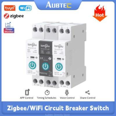 TUYA Zigbee/WiFi Smart Circuit Breaker Switch With Metering 1P 63A 90V-240V DIN