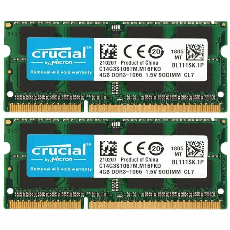 Crucial DDR3 4GB 8GB 1066MHZ PC3-8500 Laptop SODIMM Memory RAM 1.5V 204 Pins - Image 3 of 4