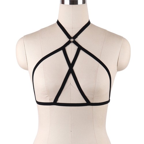 Harness Elastic Cupless Cage Bra Sexy Lingerie for Women Top Exotic Strap Belt - Picture 125 of 273