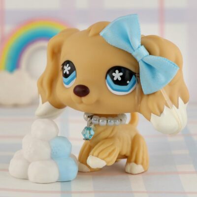 Mini Shop Pet LPS Figures Beige Cocker Spaniel 748 with Accessories Kids Gift