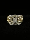 Vintage MCM Sterling Gold Vermeil Interlinked Knot Pave Diamond Ring Sz 8.5
