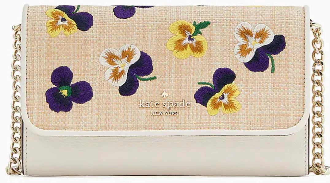 KATE SPADE WILD PETAL EMBROIDERED FLORAL CHAIN WALLET/XBODY W/DUSTBAG NWT  $299