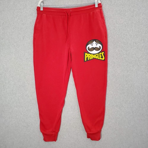 Pringles Men Activewear Pants XL Red Jogger Logo Graphic Fleece