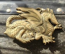 Baron Buckles Belt Buckle Dragon Solid Brass 3 3D 1982