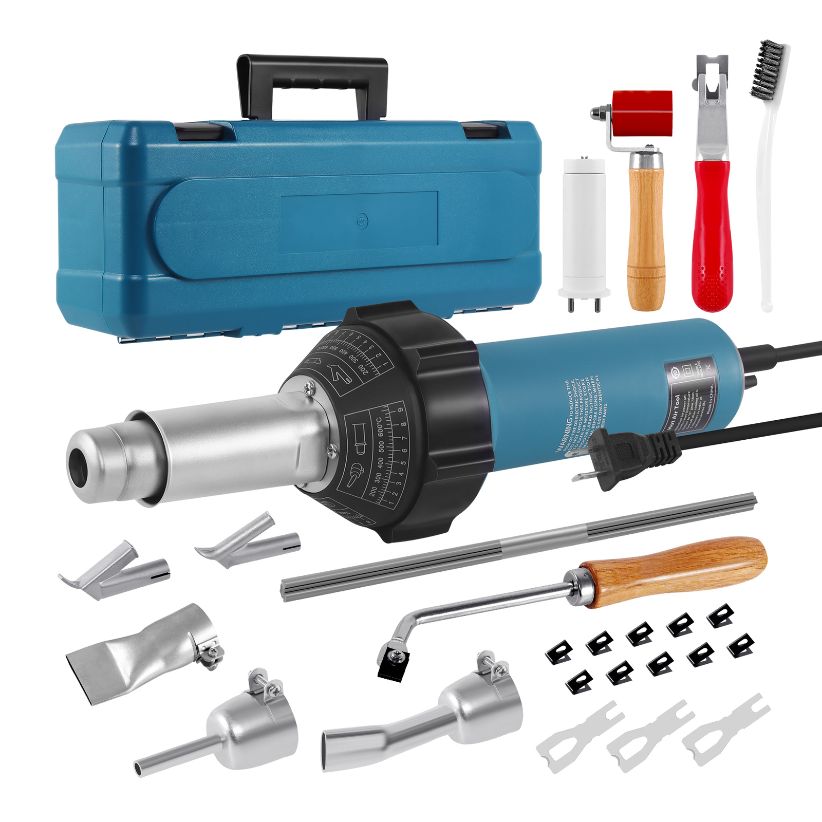 1600W Hot Air Plastic Welding Gun Kit with Toolbox, PVC Heating Torch Gun Welder