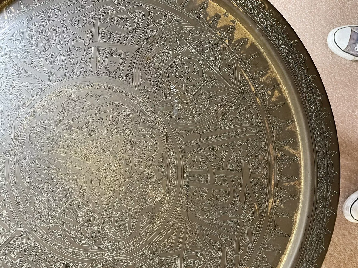 Vintage moroccan deals brass tray table