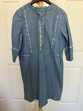 M.i.h Jeans Angie Scalloped Denim Dress Womens S Cotton Chambray Ruffle Western