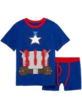 Underoos Boys Blue Captain America T-Shirt  Boxer Brief Underwear Set
