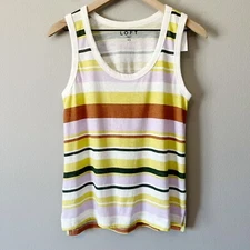 Ann Taylor LOFT NWT Colorful Striped Tank Top Size XS Scoop Neck