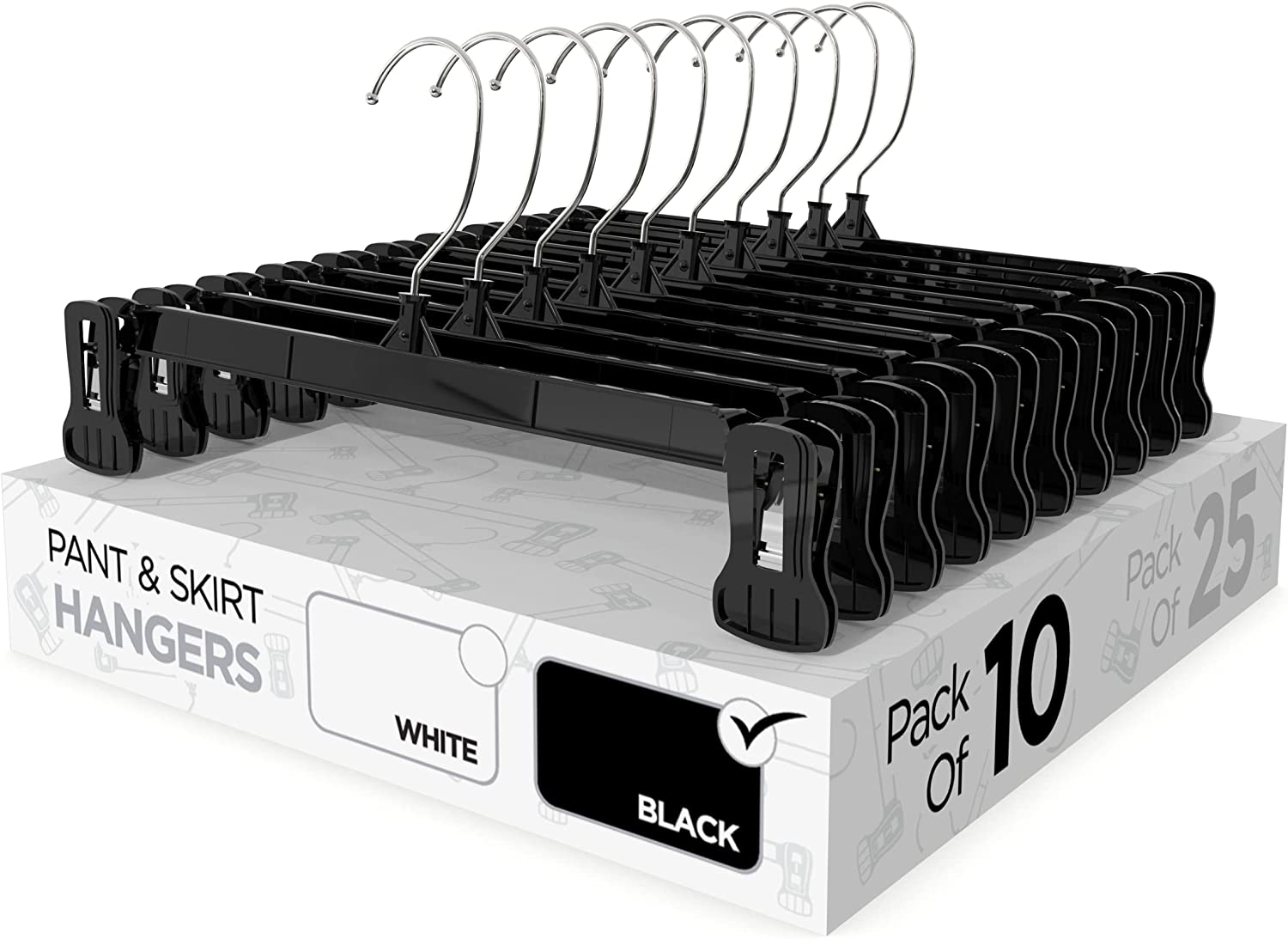 10-Pack Space-Saving Pant and Skirt Hangers for Organized Closet Storage  