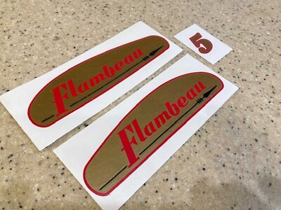 Flambeau 5 HP Vintage Outboard Motor Decals Vinyl + FREE Shipping and Fish Decal