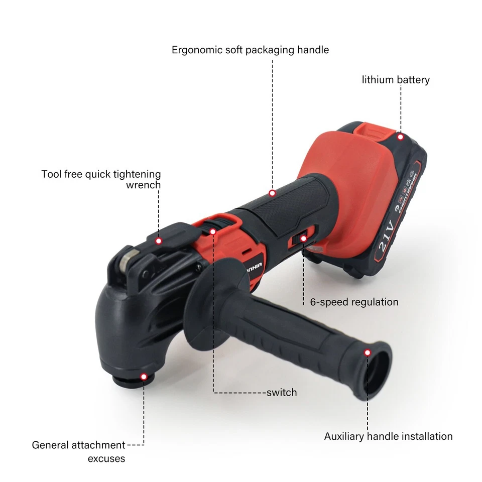  2X Battery 21V Cordless Oscillating Multi Tool Kit Sander Scraper Saw 6 Speeds - Image 3 of 4