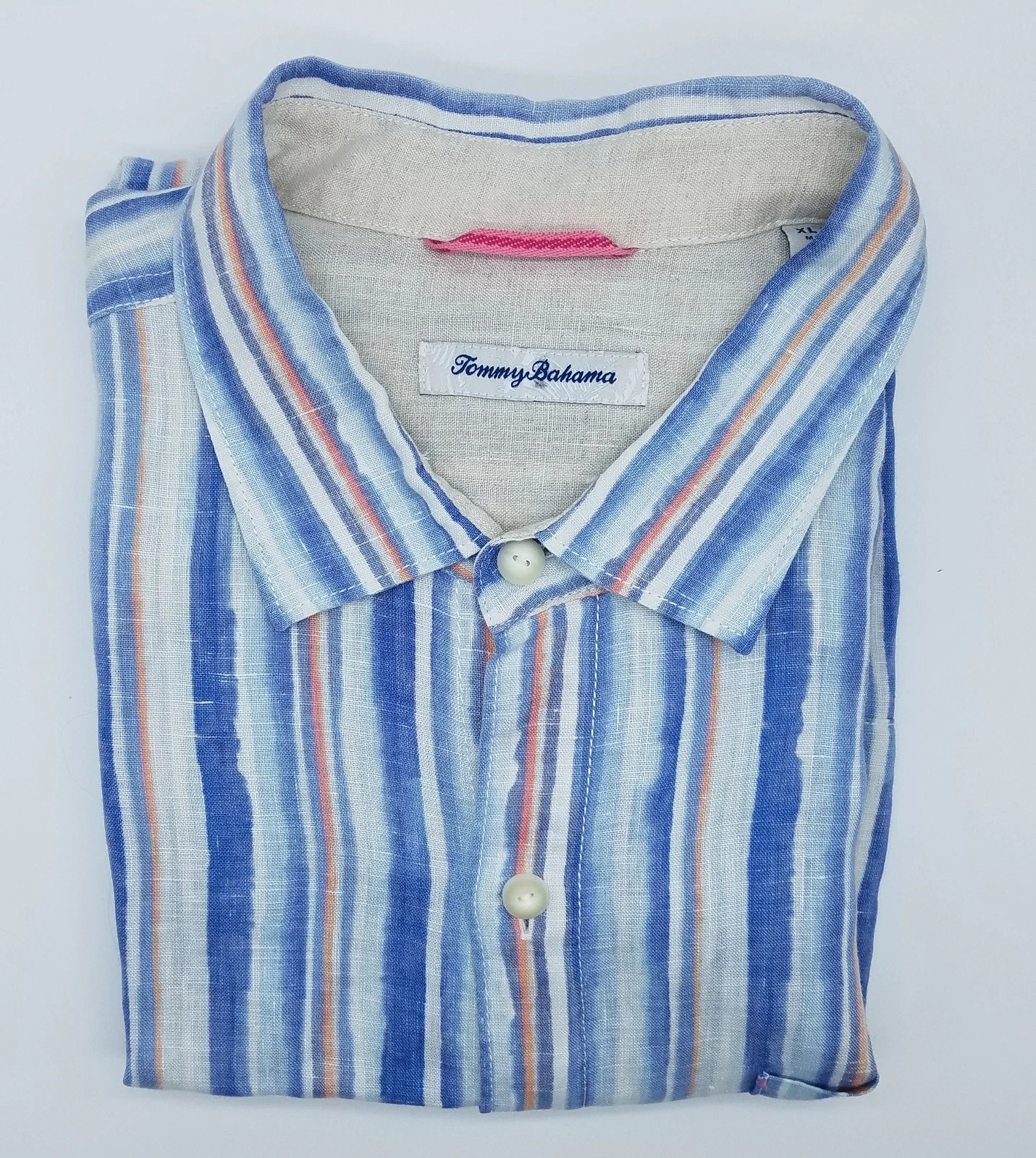 Tommy Bahama Mens Linen Striped Long Sleeve Button Down Shirt Size XL