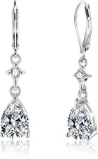 Sterling Silver Teardrop Earrings for Women Cubic Zirconia Drop...
