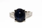 $7,000 18K Gold 6.25CT NATURAL Star Sapphire & Diamond Cocktail Ring Authentic