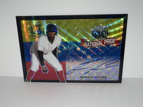 2018 Leaf Metal Draft National Pride Black Wave Ronald Acuna Jr Rookie Auto /7